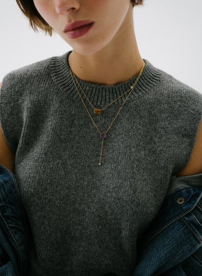 Κολιέ Sunna με Αλυσίδα και Πέτρα Rose Quartz | AEC Paris