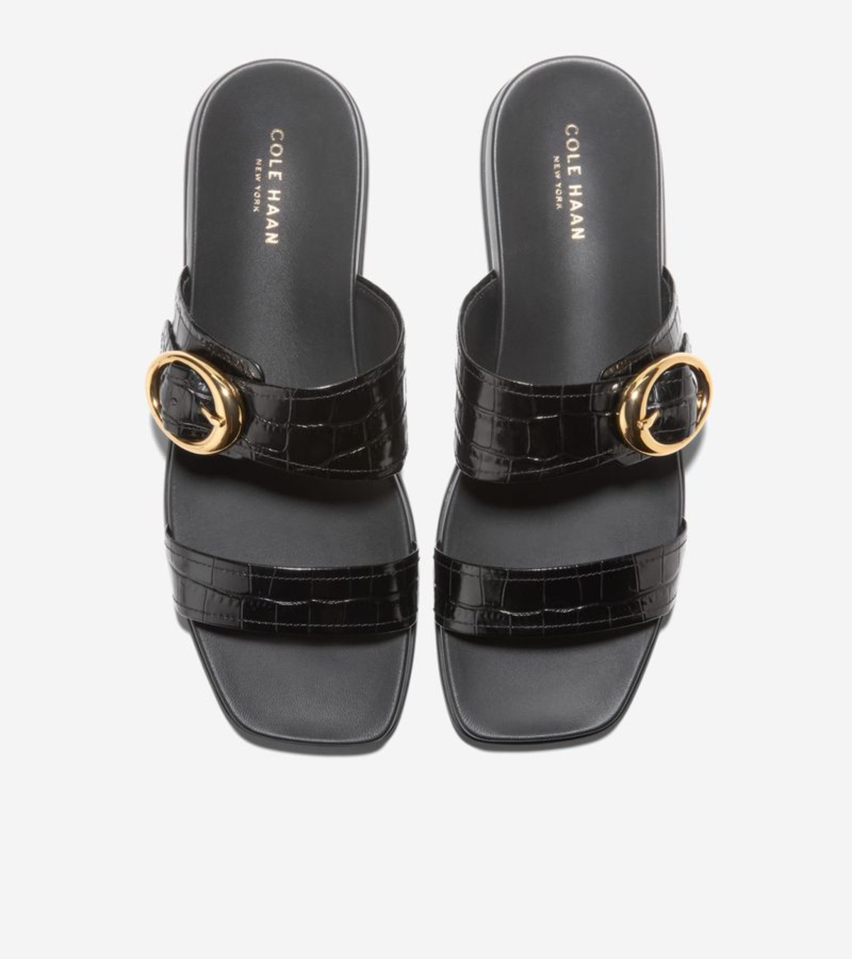 Γυναικεία Oaklynn Double Band Footbed Sandals Black Croc Print (W35351B) - Cole Haan