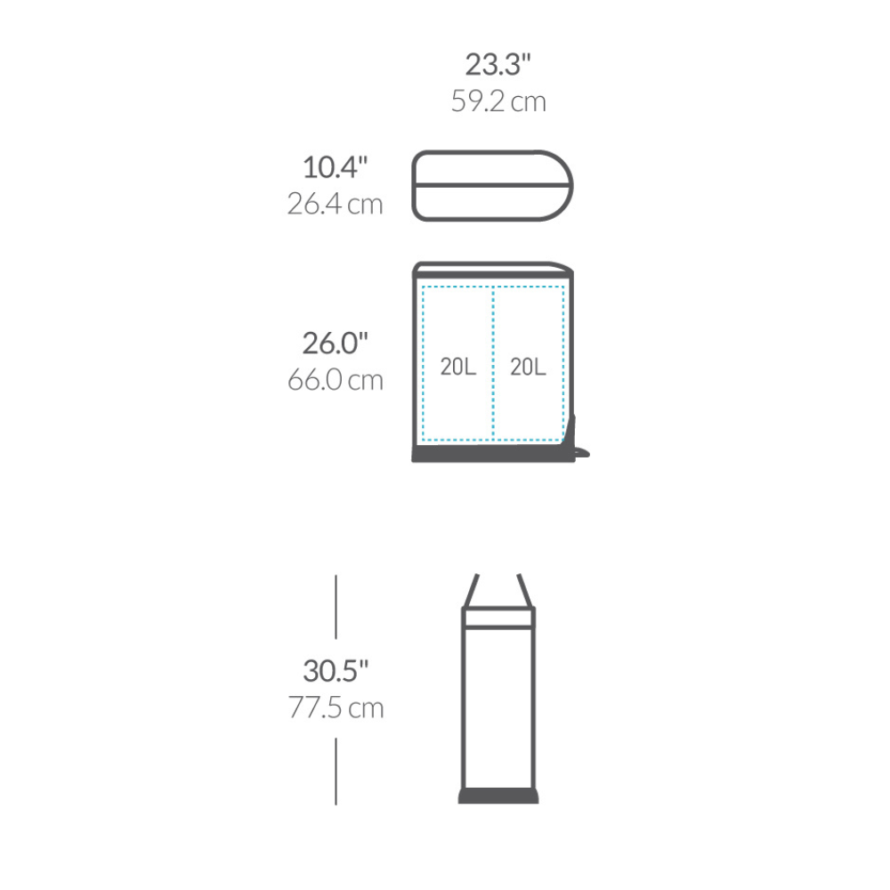 Διπλός Κάδος Ανακύκλωσης Butterfly 40L (2×20L) - CW2017 Simplehuman