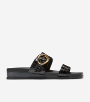 Γυναικεία Oaklynn Double Band Footbed Sandals Black Croc Print (W35351B) - Cole Haan
