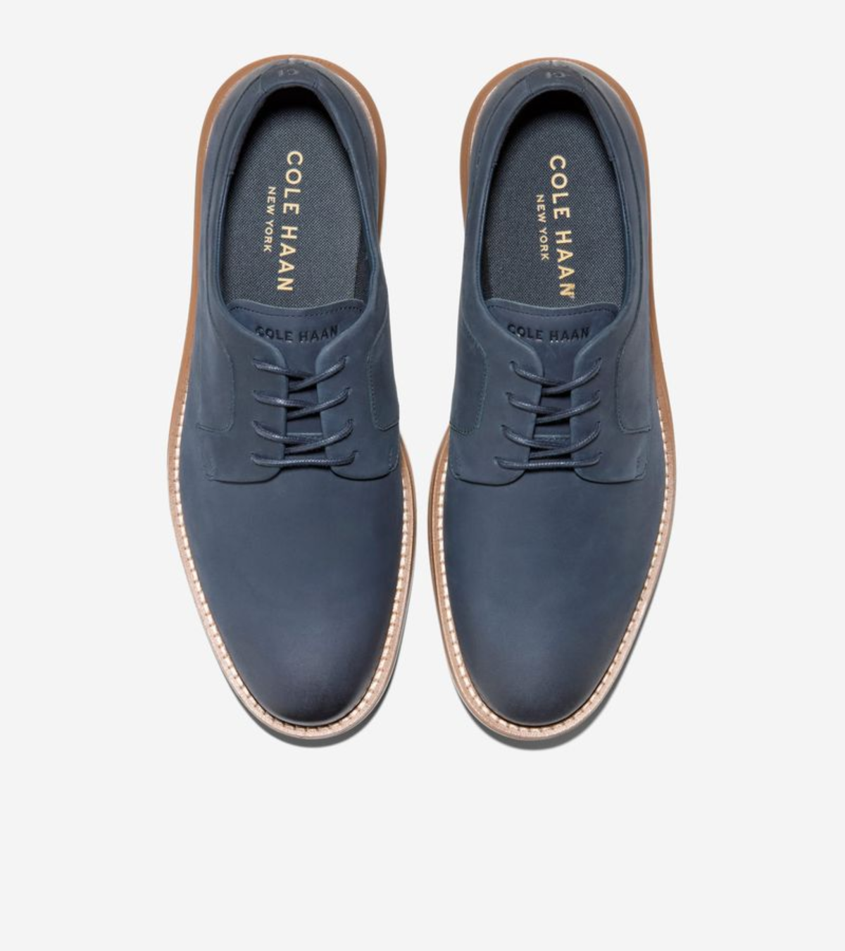 Ανδρικά Grand Neoclassic Plain Toe Oxfords Navy Blazer Nubuck -Dark Natural (C43799M) - Cole Haan