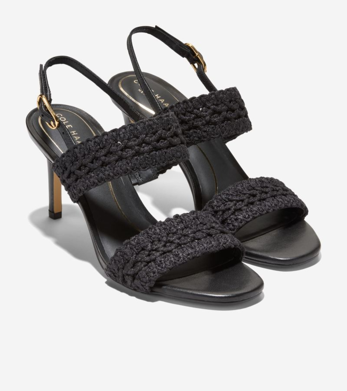 Γυναικεία Harlan Double Band Sandals Black Woven Fabric / Leather (W36806B) - Cole Haan