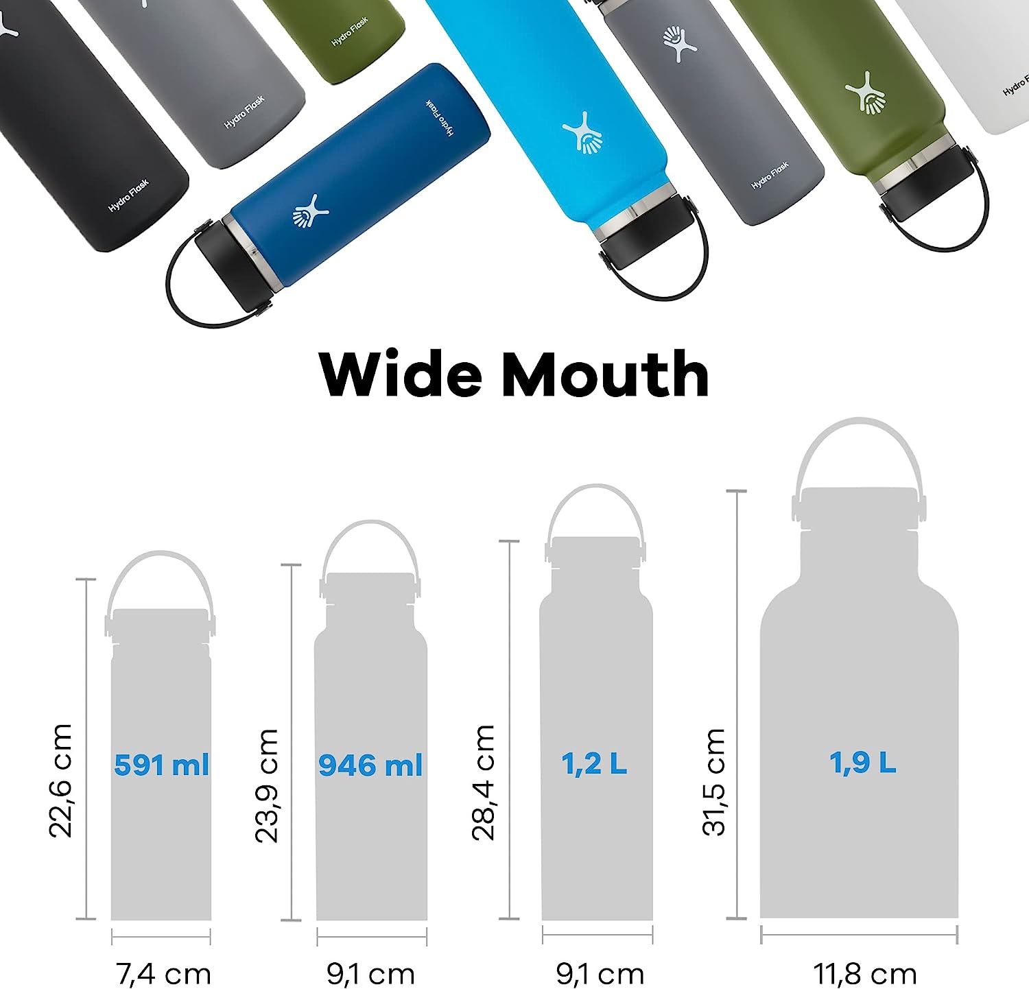 Hydro Flask Μπουκάλι Standard Mouth 1.9L – Μαύρο (W64BTS001)