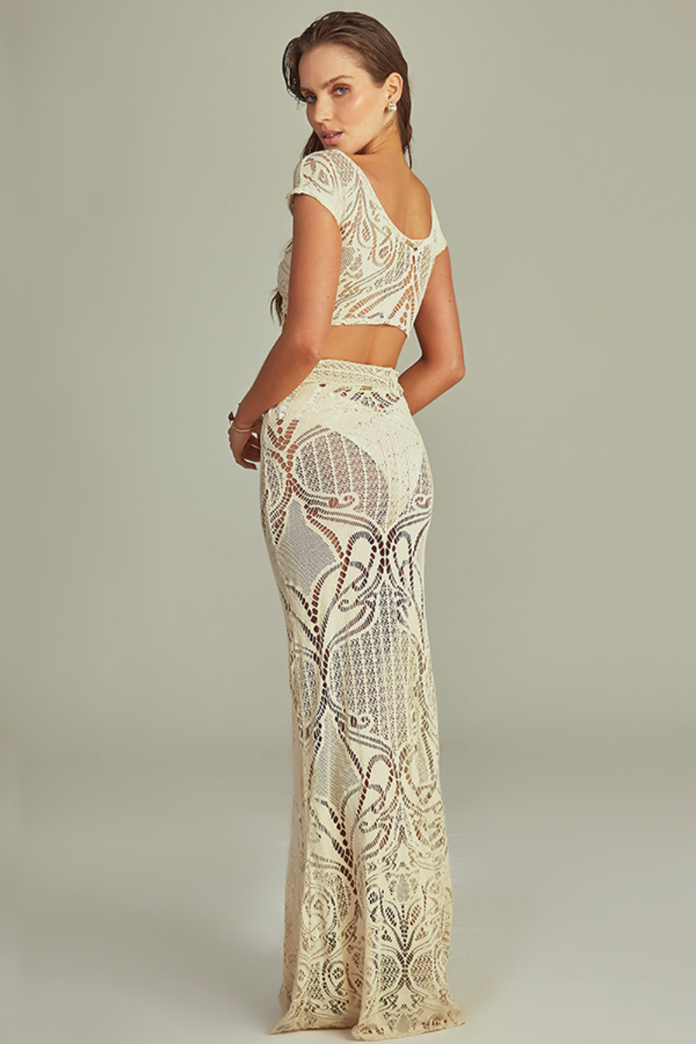 SIXTY SKIRT IN BEIGE LACE