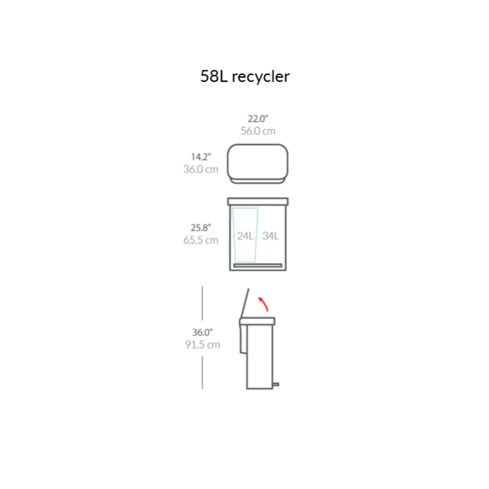 Διπλός Κάδος με Πεντάλ & Θήκη Σακούλας 58L (34/24L) - CW2093 Simplehuman