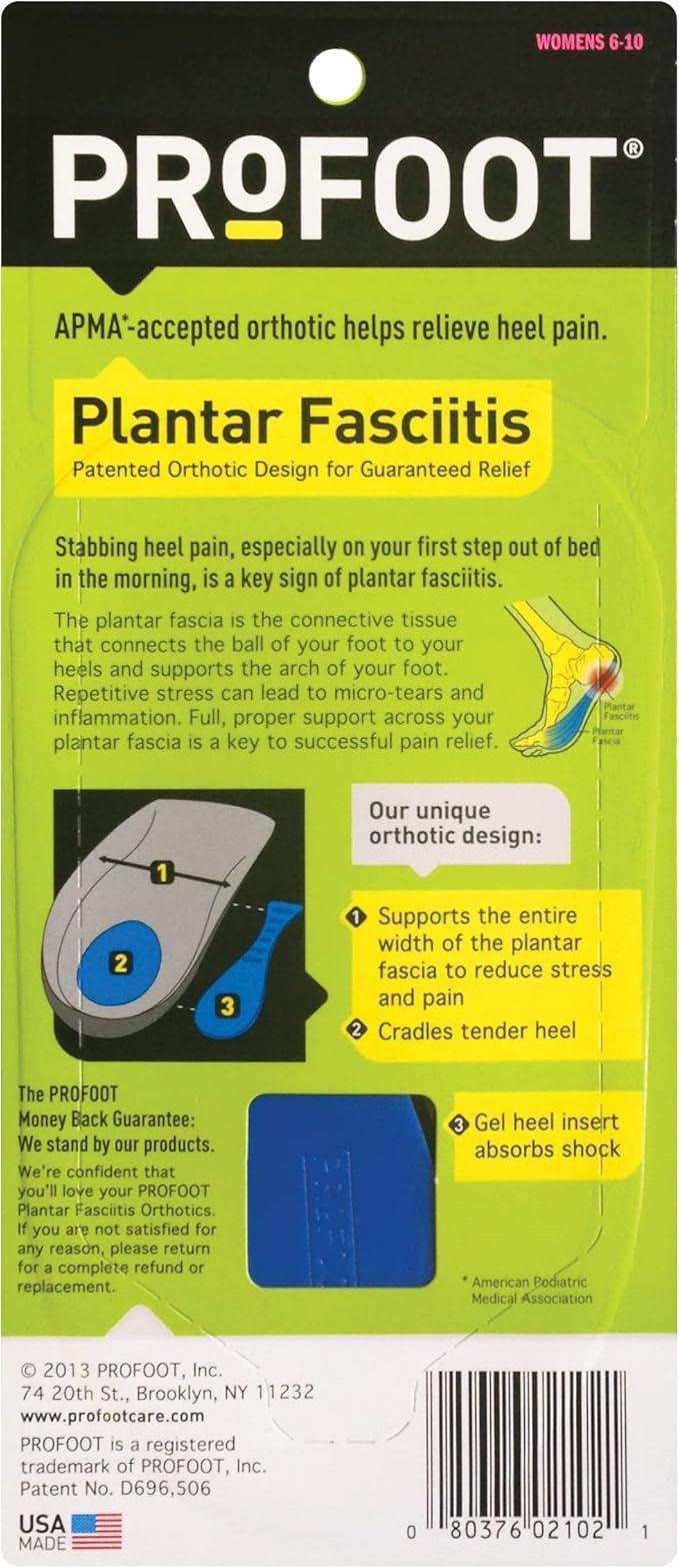 ProFoot Plantar Fasciitis Orthotic Women’s – 1 Pair