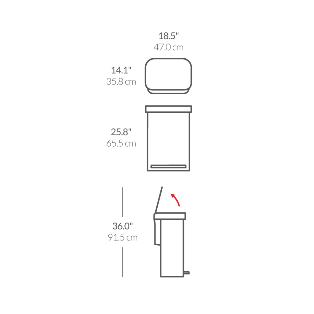 Ορθογώνιος Κάδος με Πεντάλ & Θήκη Σακούλας 55L - CW2023 Simplehuman