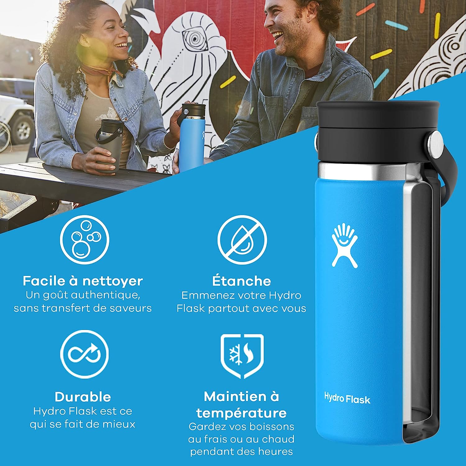 Hydro Flask Μπουκάλι Wide Mouth 473 ml – Μαύρο (W16BCX001)