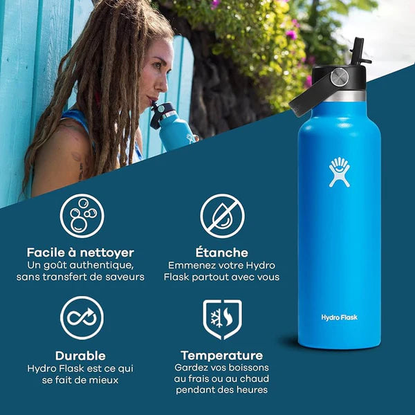 Hydro Flask Θερμός Standard Mouth με Flex Straw Cap 621 ml - Λευκό (S21FS110)