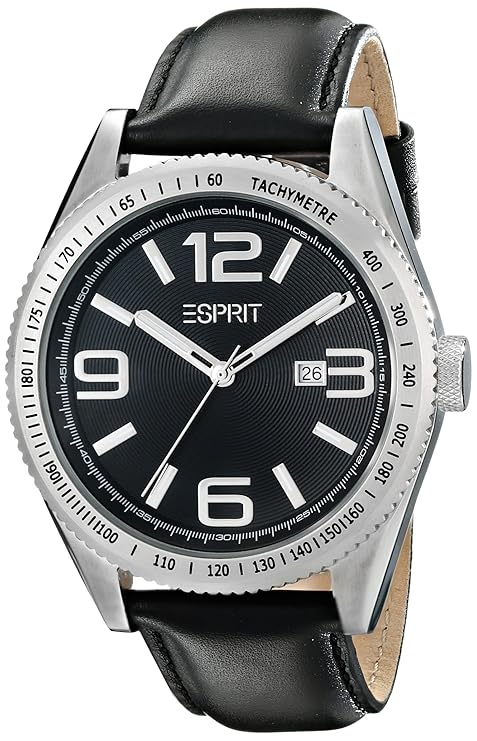 Ρολόι με Μαύρο Δερμάτινο Λουράκι ESPRIT ES104121001- Ανδρικό