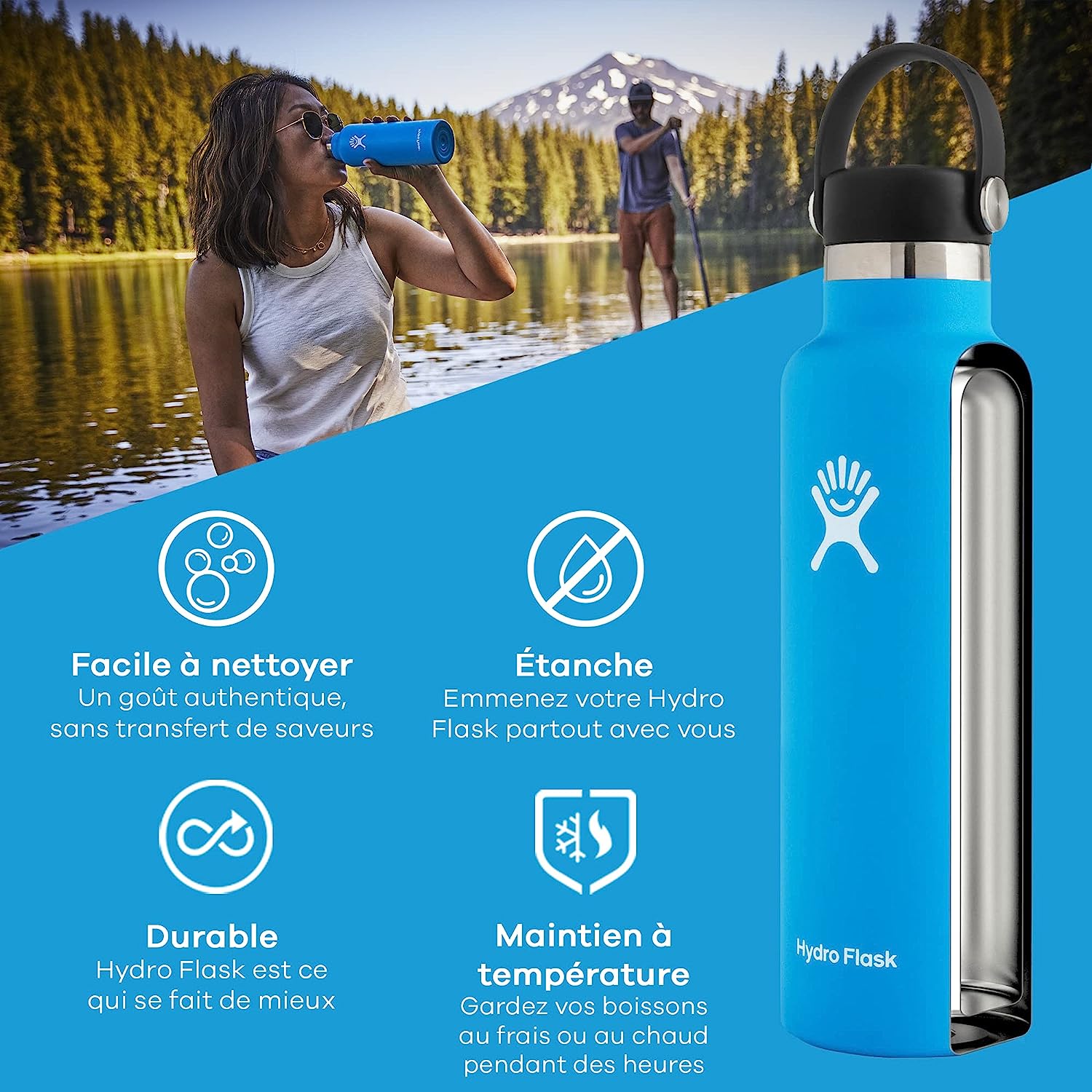 Hydro Flask Μπουκάλι Standard Mouth με Flex Straw Cap 0.6L – Γαλάζιο (S21FS482)