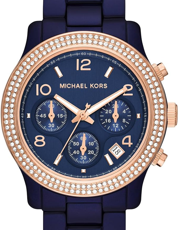 Ρολόι Michael Kors Runway Chronograph Crystal Blue Dial MK7423 Quartz - Γυναικείο