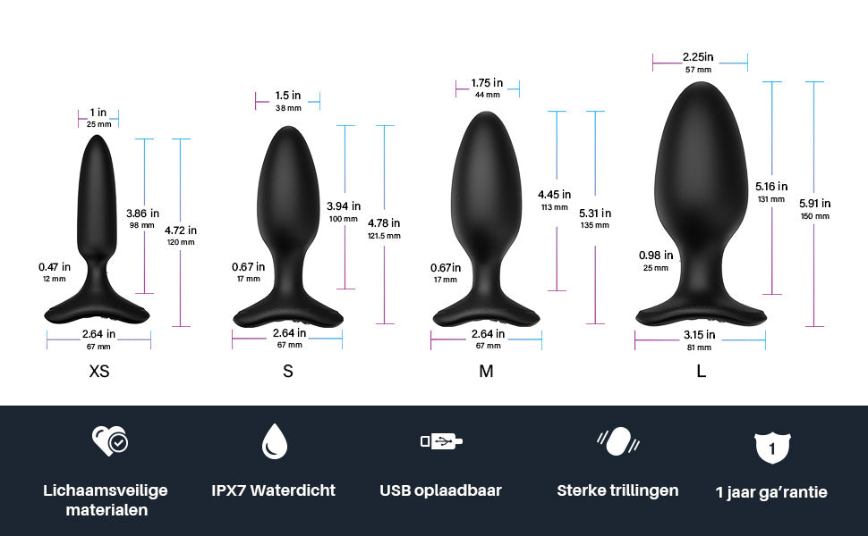 Lovense Hush 2 L Σφήνα Ασύρματη Λειτουργία και Δόνηση 5.7cm (2.25inch)