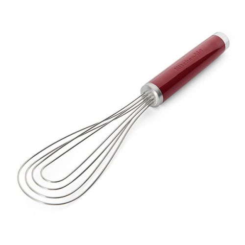 KitchenAid Stainless Steel Flat Whisk, Empire Red, 29cm Carded