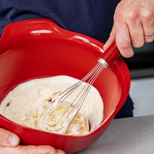 KitchenAid Stainless Steel Flat Whisk, Empire Red, 29cm Carded