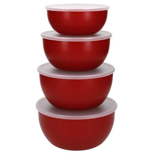 KitchenAid Set 4 Prep Bowls With Lids Empire Red