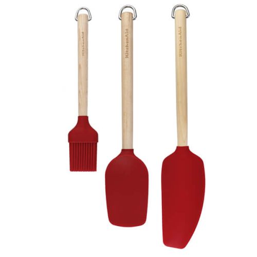 KitchenAid Birchwood Baking Utensils, Set of Three, Empire Red, Carded