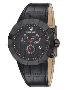 Ρολόι με Μαύρο Δερμάτινο Λουρί MASERATI R8871603001- Ανδρικό
