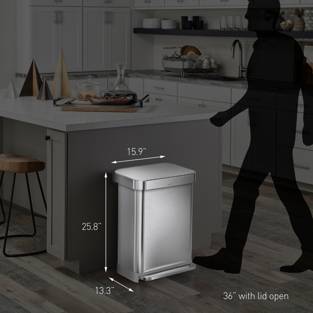 Ορθογώνιος Κάδος με Πεντάλ & Θήκη Σακούλας 45L - CW2092 Simplehuman