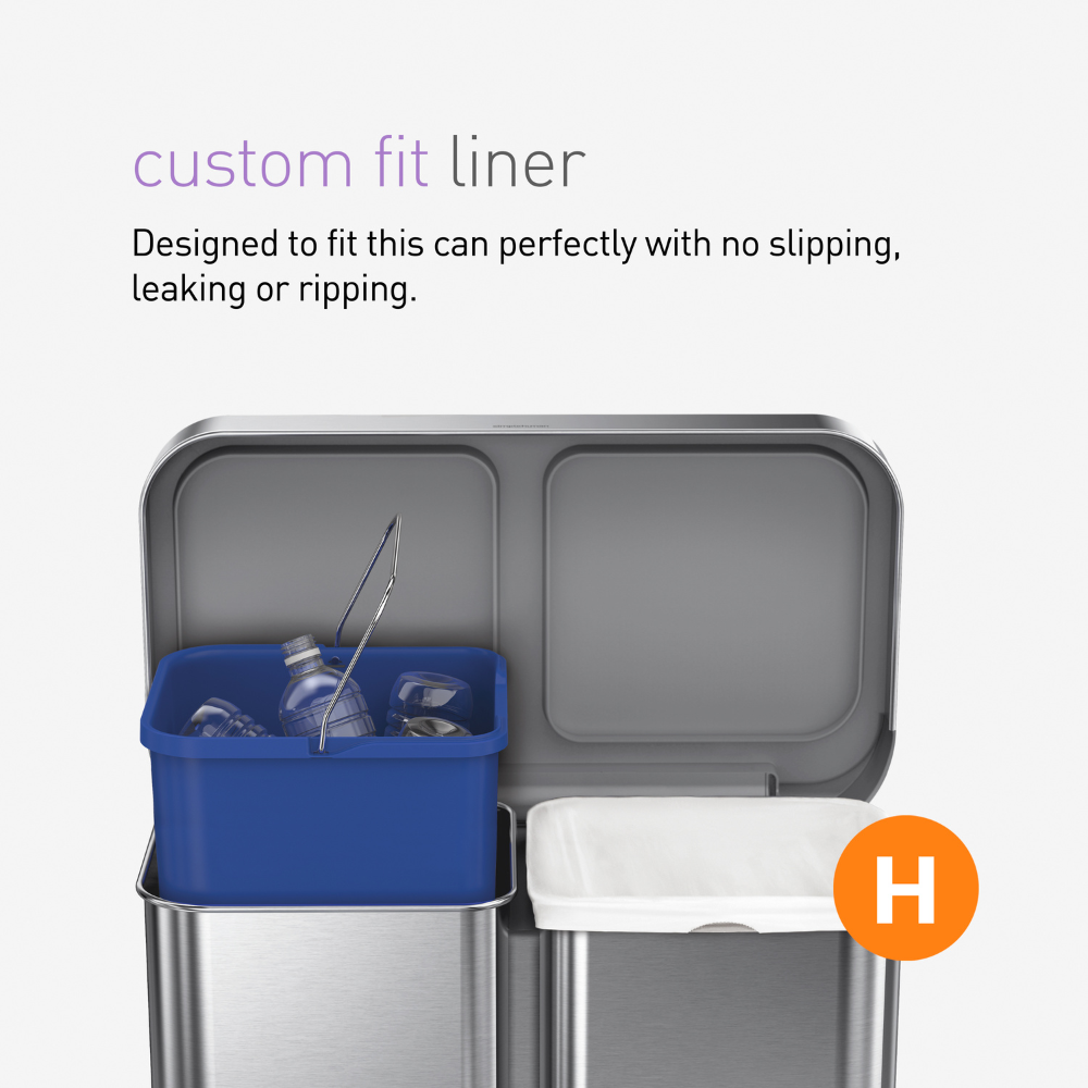 Ορθογώνιος Κάδος Ανακύκλωσης με Πεντάλ 58L - CW2118 Simplehuman