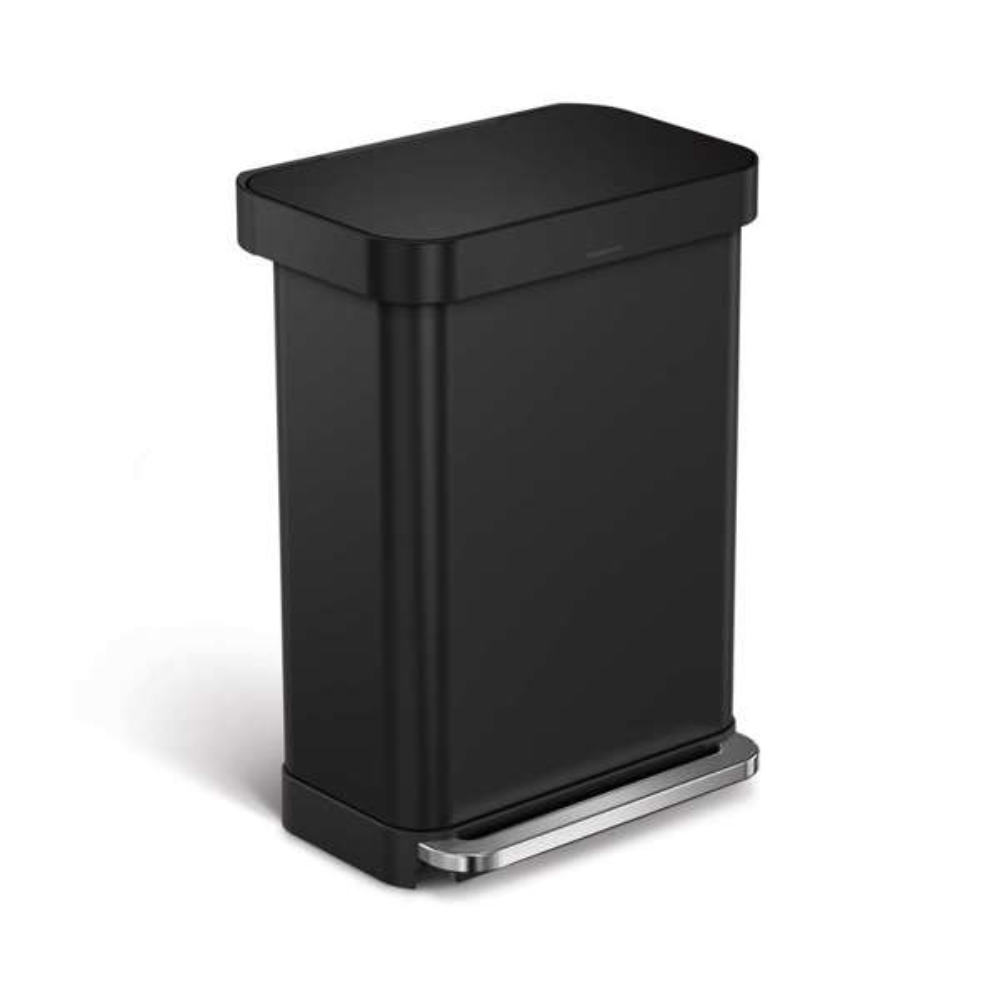 Simplehuman 55L rectangular pedal bin with liner pocket, matte black (CW2103)