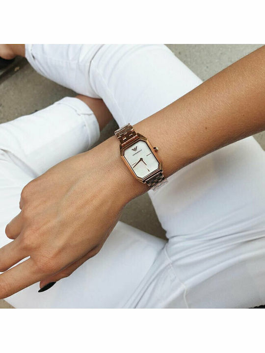 Emporio Armani AR11147 Γυναικείο Ρολόι 24mm Μπαταρίας με Ροζ Χρυσό Μπρασελέ