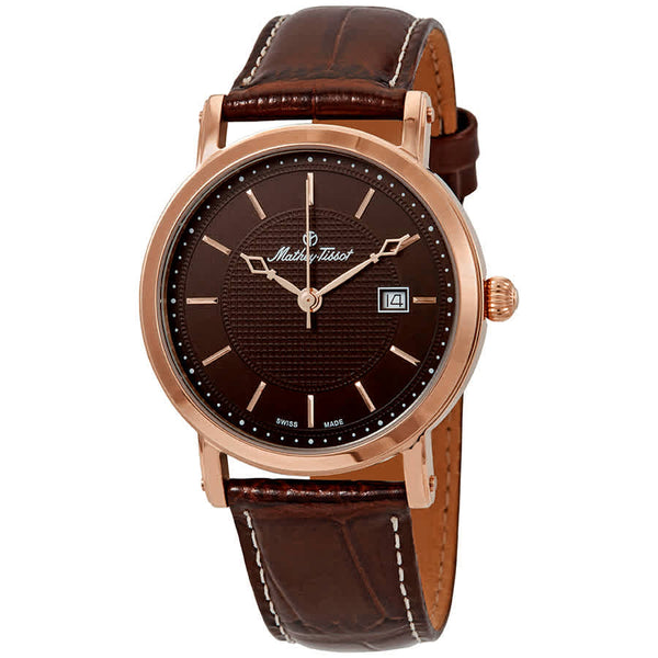 Ρολόι Mathey-Tissot City Brown Dial Brown Leather H611251PM Quartz - Ανδρικό