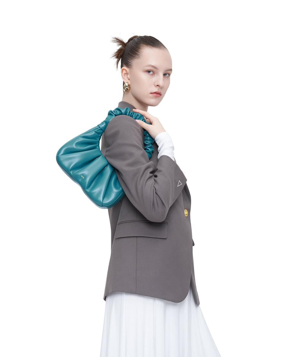 JW PEI Gabbi Ruched Hobo Handbag - Peacock Blue 24.5cm x 13cmx 6cm