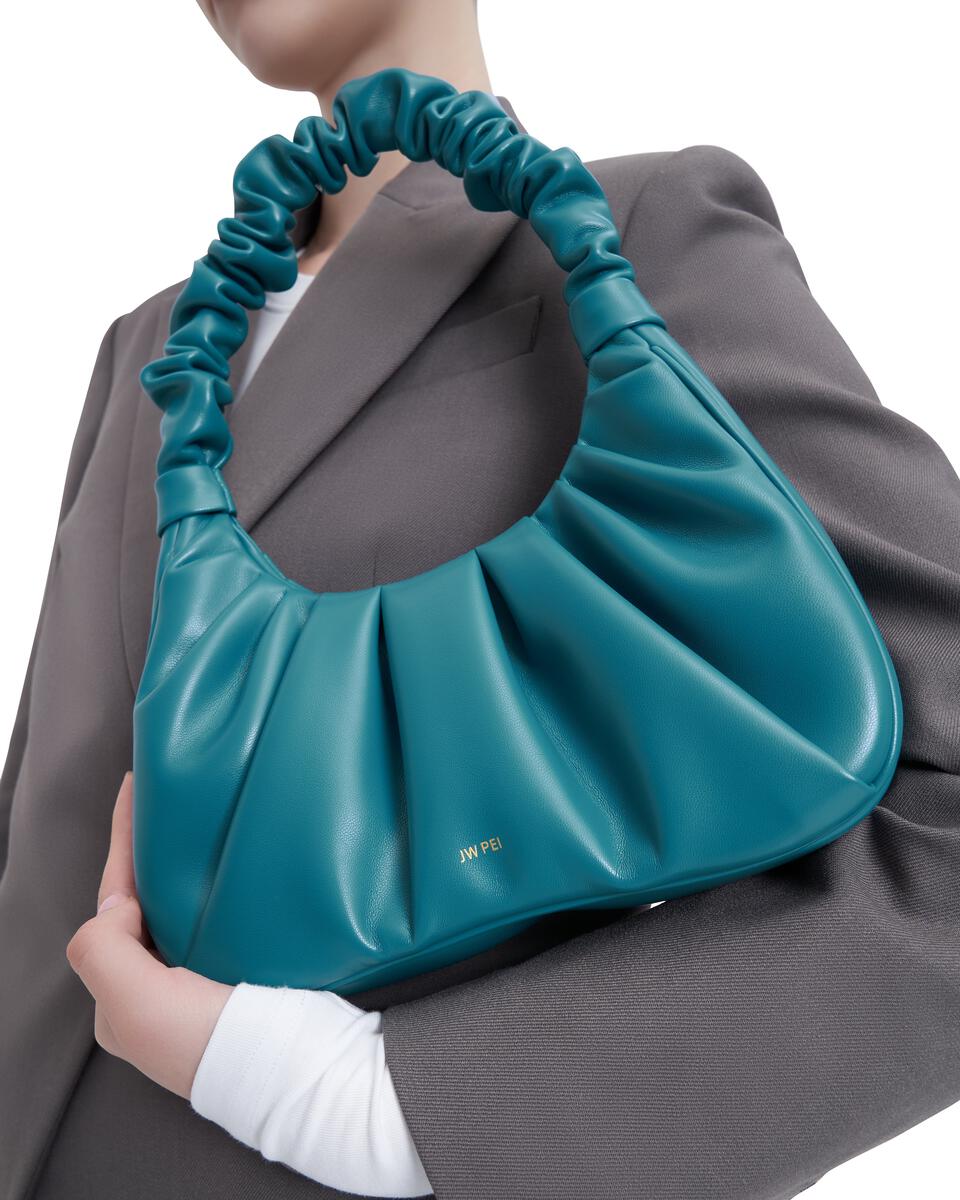 JW PEI Gabbi Ruched Hobo Handbag - Peacock Blue 24.5cm x 13cmx 6cm