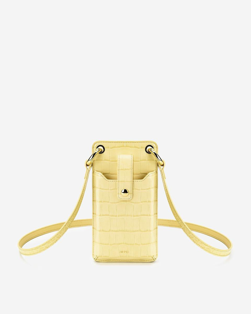 JW PEI Quinn Phone Bag - Light Yellow Croc 10.3cm x19cm x 2cm