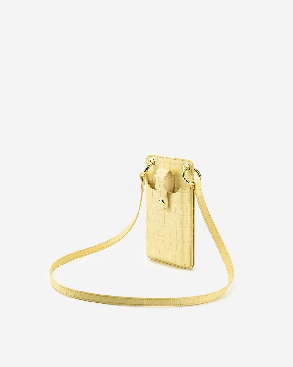 JW PEI Quinn Phone Bag - Light Yellow Croc 10.3cm x19cm x 2cm