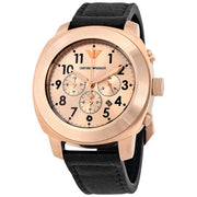 Emporio Armani AR6087 Χρονογράφος με Δερμάτινο Λουράκι σε Μαύρο χρώμα