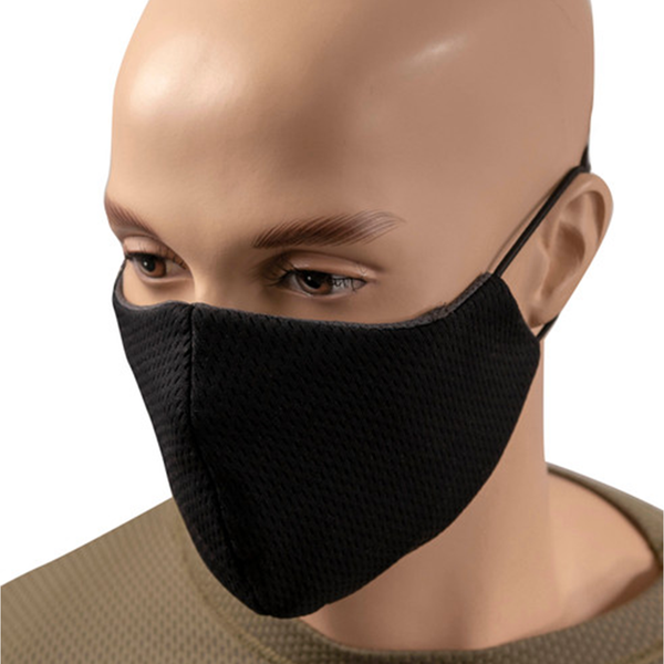 Textile Face Mask, AG-B, 2-Layers, Polyamid & Silver Ions, Changeable Inlet, Rubber Band, Black Unisex Black