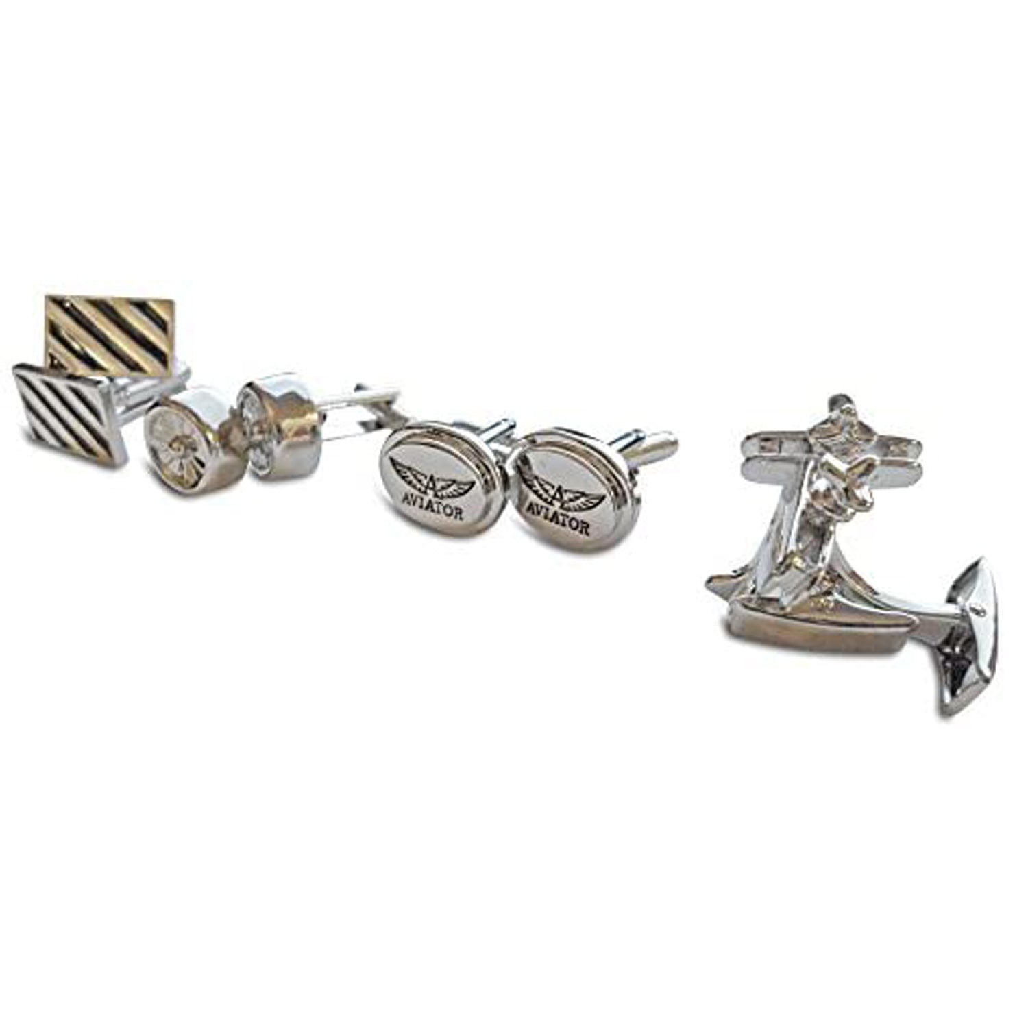 Aviator Jewellery Set AVJ3816 Men Silver 4 pcs