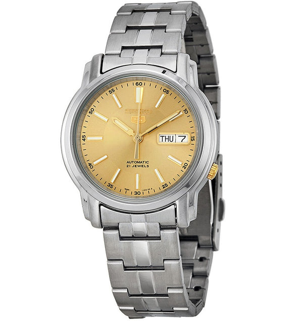 Seiko 5 Automatic Champagne Dial Stainless Steel Men's Watch SNKL81