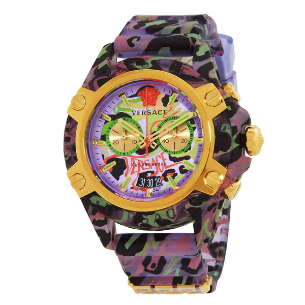 Ρολόι Versace Icon Active Chronograph Lilac Leopard VEZ700722 Quartz - Ανδρικό