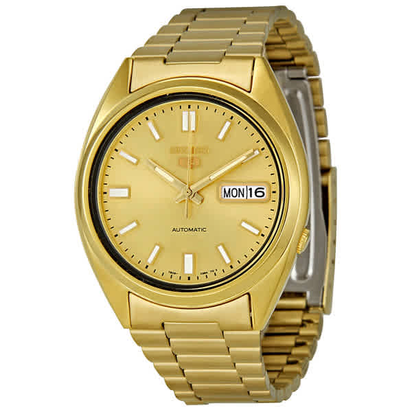 Ρολόι Seiko Series 5 Gold Dial Yellow Gold-tone SNXS80 Automatic - Ανδρικό