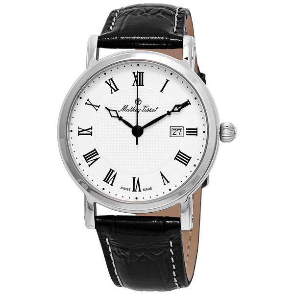 Ρολόι Mathey-Tissot City White Dial Black Leather H611251ABR Quartz - Ανδρικό