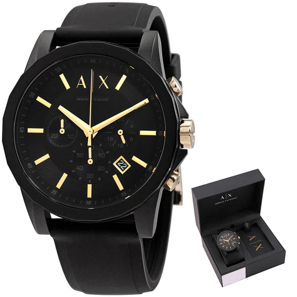 Ρολόι Armani Exchange Chronograph Black Dial And Luggage Tag Gift Set AX7105 Quartz - Ανδρικό