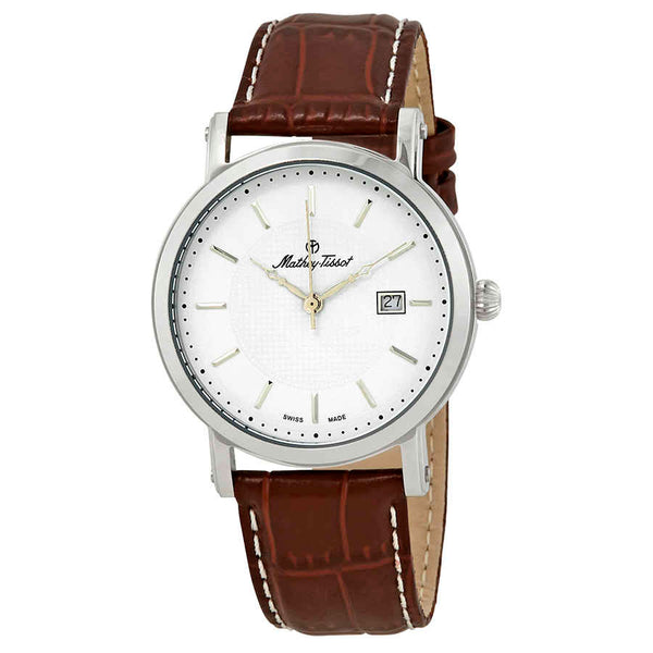 Ρολόι Mathey-Tissot City White Dial Brown Leather H611251AI Quartz - Ανδρικό